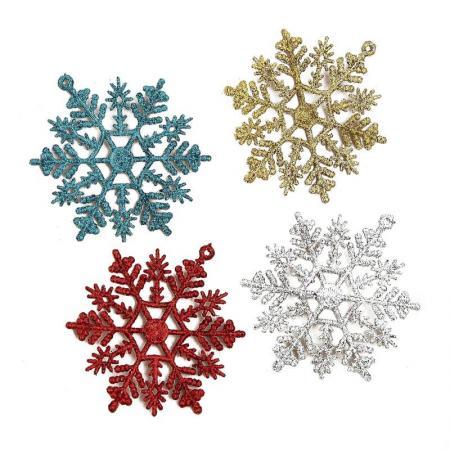 Набор украшений Снежинка пластик разноцветные (высота 7.5 см, 4 штуки в упаковке)